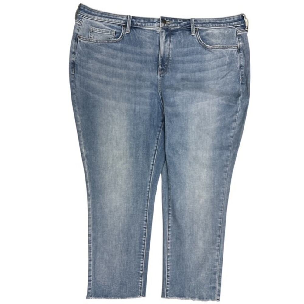NYDJ 22W Sheri Slim Ankle Jeans Fray Hem Light Blue Stretch Lift Tuck Technology